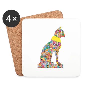 Chat Fleur Pharaons Ancien - Dessous de verre (lot de 4) - blanc - Devant