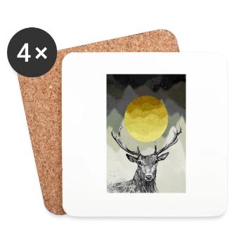cerf - Dessous de verre (lot de 4) - blanc - Devant
