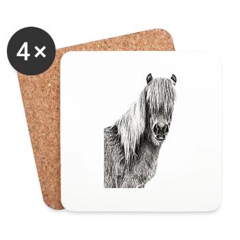 Chevaux cheval tête de cheval cavalier - Dessous de verre (lot de 4) - blanc - Devant