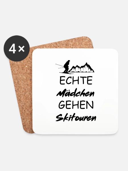 Mädchen Skitouren Geschenkidee Ski Tour Tourenski - Untersetzer (4er-Set) - Weiß