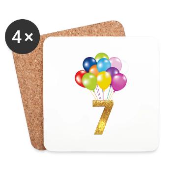 7 children birthday happy birthday - Coasters (set of 4) - white - Front