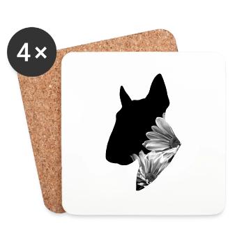 Flowers Bullterier - Coasters (set of 4) - white - Front