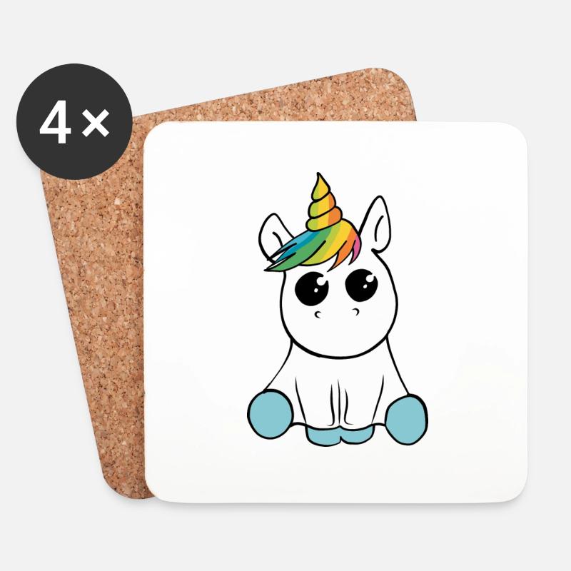 Einhorn - Untersetzer (4er-Set) - Weiß