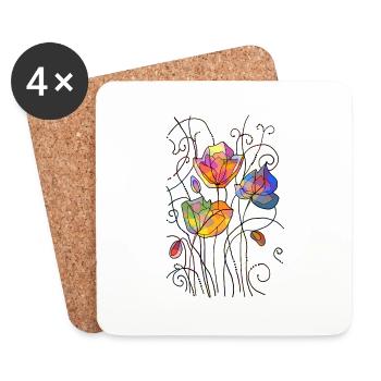 Flowers - Coasters (set of 4) - white - Front