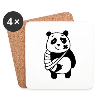 Bras cassé Panda - Dessous de verre (lot de 4) - blanc - Devant