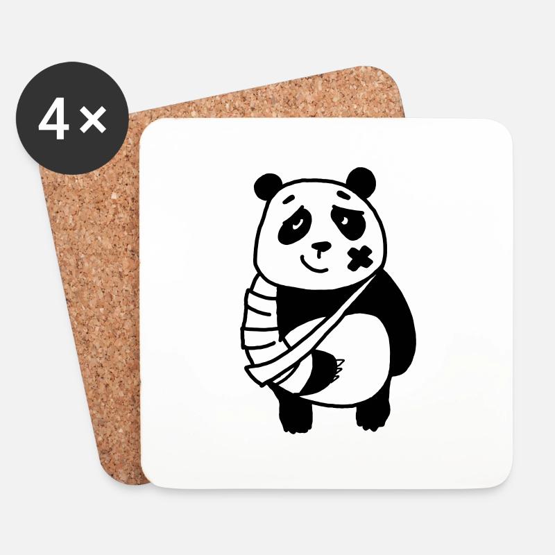 Panda gebrochener Arm - Untersetzer (4er-Set) - Weiß