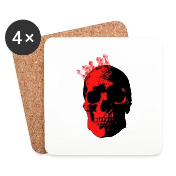 skull and king, black humor, gift man - Coasters (set of 4) - white - Front
