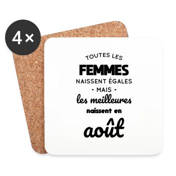 Femmes égales les meilleures naissent en Août - Dessous de verre (lot de 4) - blanc - Devant
