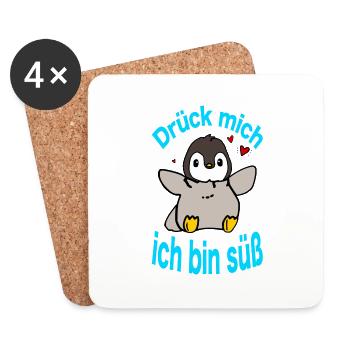 Pinguin Drück mich - Untersetzer (4er-Set) - Weiß - Vorne