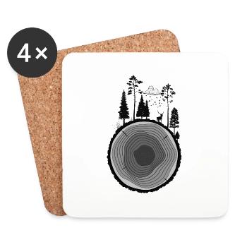 Nature, forêt, arbres - Dessous de verre (lot de 4) - blanc - Devant