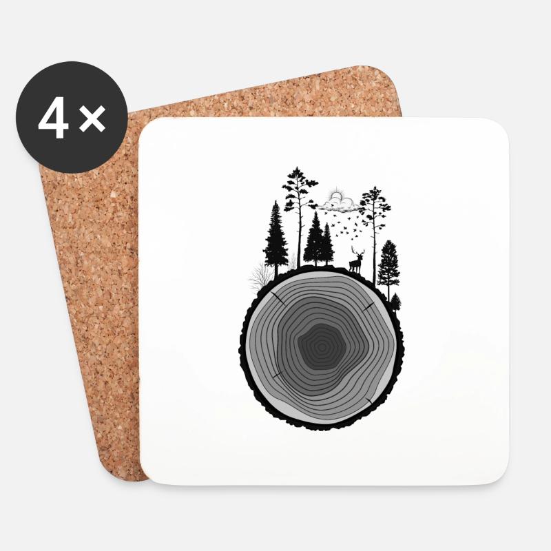 Natur, Wald, Bäume - Untersetzer (4er-Set) - Weiß