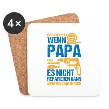 Papa reparieren by the Manzanita`s - Untersetzer (4er-Set) - Weiß - Vorne