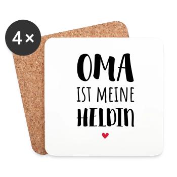 Oma ist meine Heldin / Oma ist die Beste - Untersetzer (4er-Set) - Weiß - Vorne