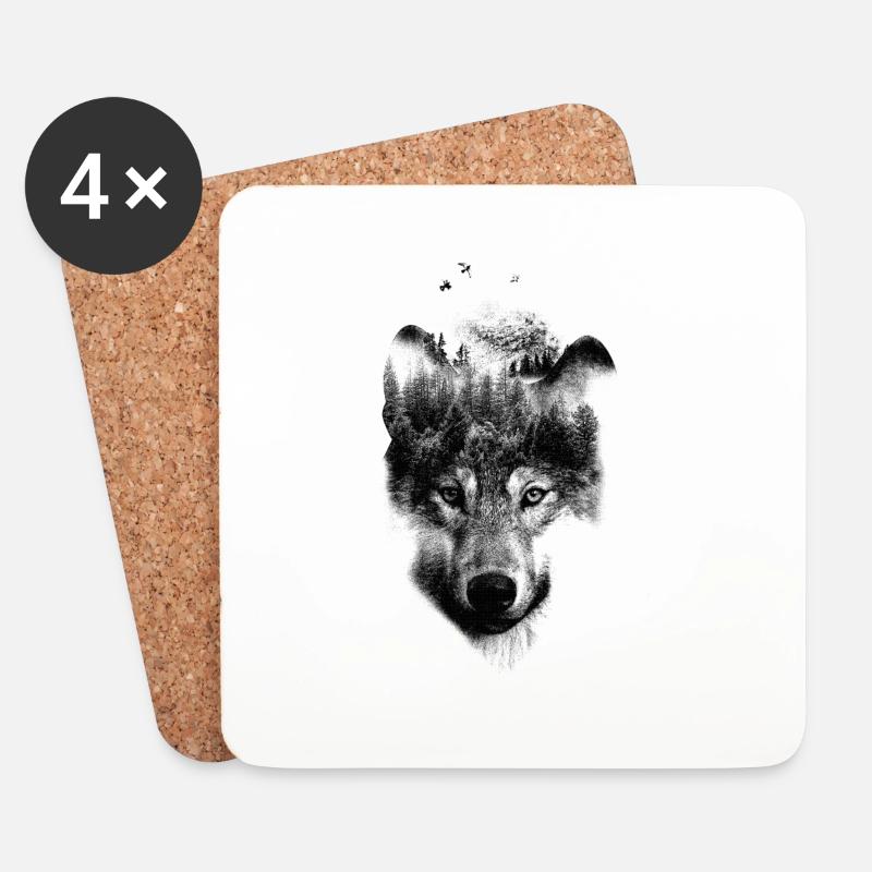 WOLF - Untersetzer (4er-Set) - Weiß