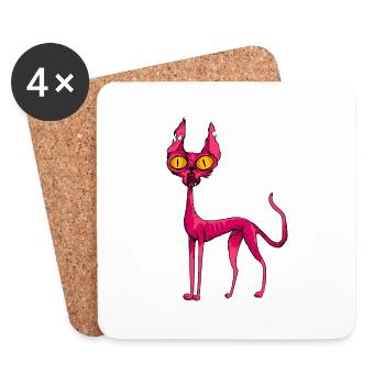 Chats drôles 19 - Dessous de verre (lot de 4) - blanc - Devant