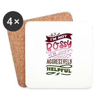 I'm not bossy I'm just aggressively helpful - Coasters (set of 4) - white - Front