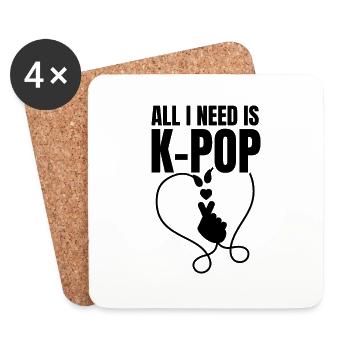 K-Pop Corée | Coréen K-Drama Asiatique Cadeaux - Dessous de verre (lot de 4) - blanc - Devant