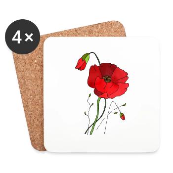 Fleurs - Dessous de verre (lot de 4) - blanc - Devant