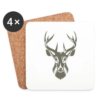 Coole Hirsch Illustration - Untersetzer (4er-Set) - Weiß - Vorne