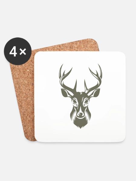 Coole Hirsch Illustration - Untersetzer (4er-Set) - Weiß