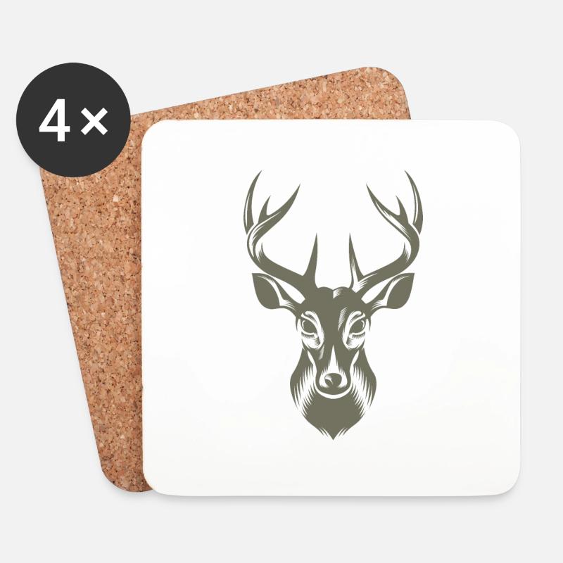 Coole Hirsch Illustration - Untersetzer (4er-Set) - Weiß