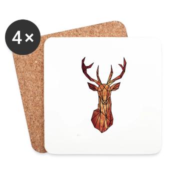 Roter Hirsch - Untersetzer (4er-Set) - Weiß - Vorne