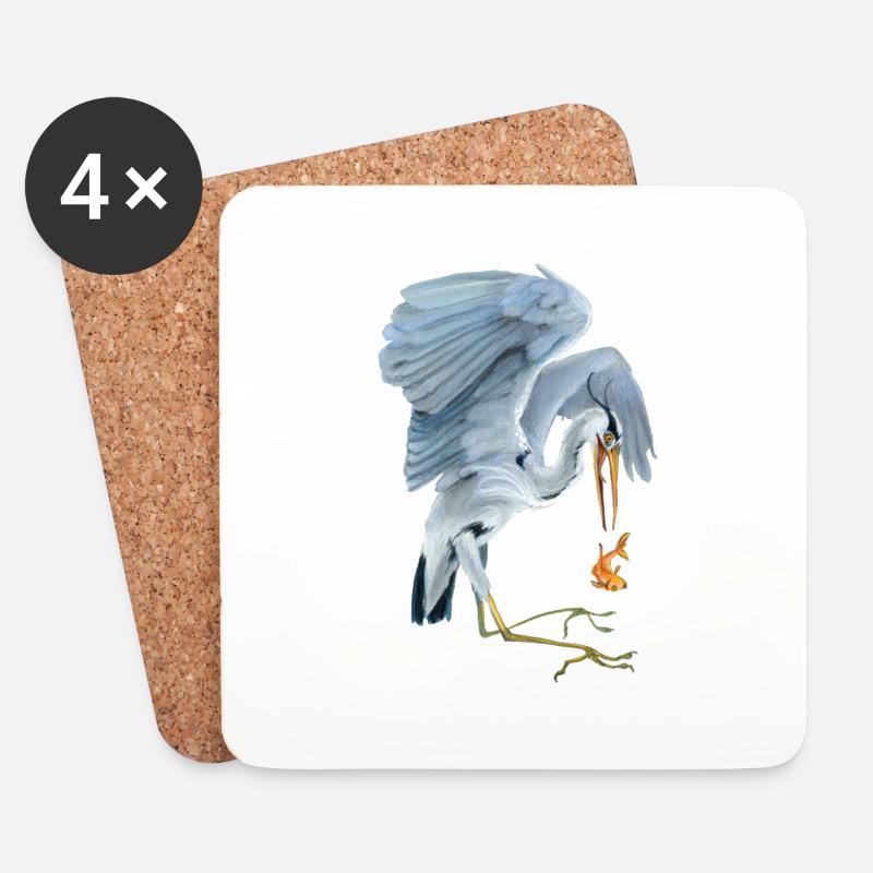 grey heron - Coasters (set of 4) - white