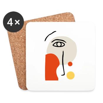 illustration abstrak - Dessous de verre (lot de 4) - blanc - Devant