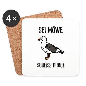 Sei Möwe - scheiss drauf - Norddeutsch Küste - Untersetzer (4er-Set) - Weiß - Vorne