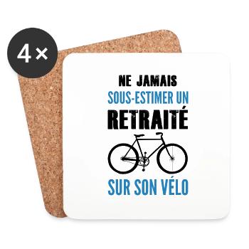 Ne jamais sous estimer un retraité sur son vélo - Dessous de verre (lot de 4) - blanc - Devant