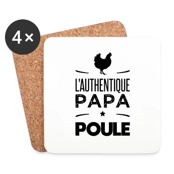 L authentique papa poule - Dessous de verre (lot de 4) - blanc - Devant