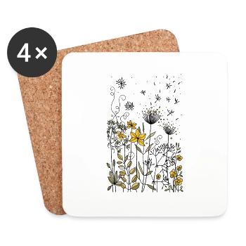 Blumen - Untersetzer (4er-Set) - Weiß - Vorne
