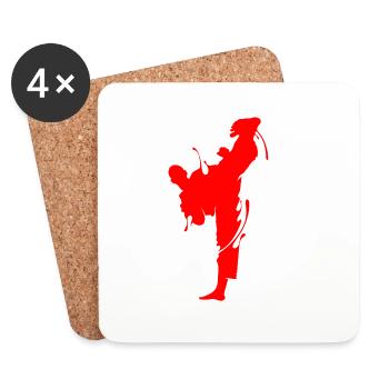 Taekwondo Combattants Arts martiaux Arts martiaux Head Kicks - Dessous de verre (lot de 4) - blanc - Devant
