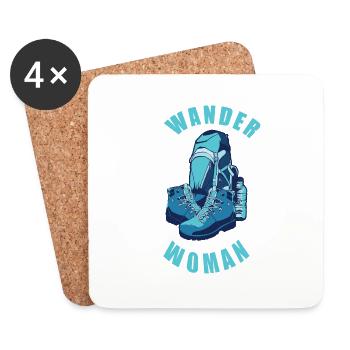 Wanderwoman femme randonnée sac sac cadeau sac - Dessous de verre (lot de 4) - blanc - Devant