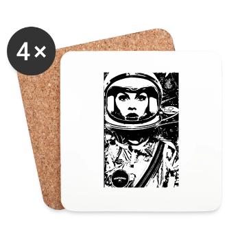 ASTRONAUTIN ASTRONAUT FRAU FRAUENPOWER STENCIL - Untersetzer (4er-Set) - Weiß - Vorne