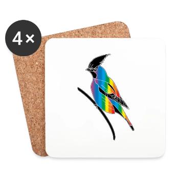 Oiseau - Dessous de verre (lot de 4) - blanc - Devant