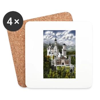 Schloss Neu Schwanstein - Untersetzer (4er-Set) - Weiß - Vorne
