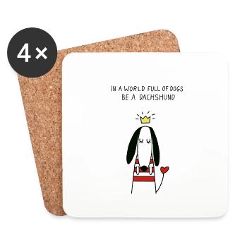 DACHSHUND TECKEL DACHSHUND LOVE DAGGEL - Coasters (set of 4) - white - Front