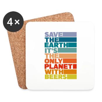 Save the Earth, it's the only planet with beer - Coasters (set of 4) - white - Front