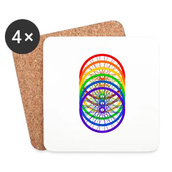 Fahrrad Regenbogen - Untersetzer (4er-Set) - Weiß - Vorne