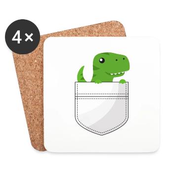 Dino de poche - Dessous de verre (lot de 4) - blanc - Devant