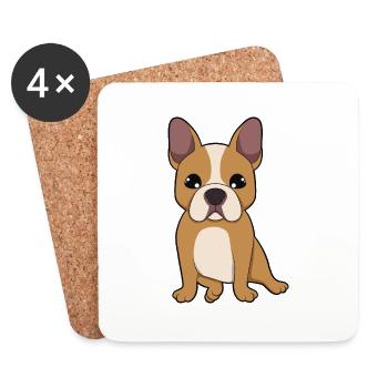 Bulldog français - Dessous de verre (lot de 4) - blanc - Devant