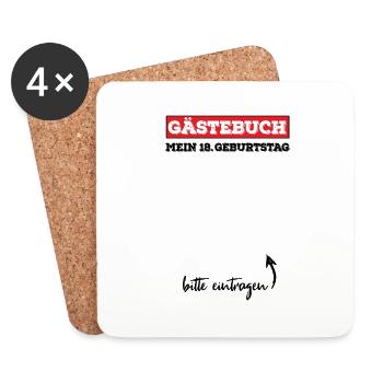 18. Geburtstag Gästebuch 18 Jahre Volljährig - Untersetzer (4er-Set) - Weiß - Vorne