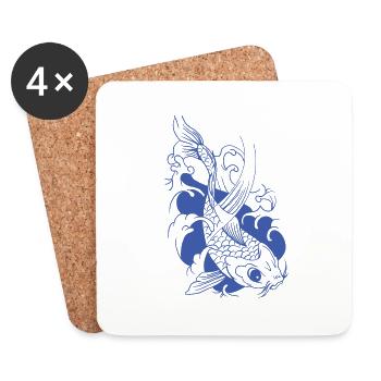 koi - Dessous de verre (lot de 4) - blanc - Devant