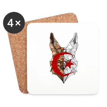 Fennec and flag of Algeria in polysphere 2 - Coasters (set of 4) - white - Front