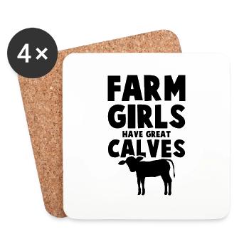 farmer fille veaux - Dessous de verre (lot de 4) - blanc - Devant