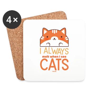 Amoureux des chats Amis chats Enfant - Dessous de verre (lot de 4) - blanc - Devant