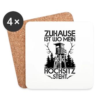 Mein Hochsitz Jäger Jagd Jagen Wildschwein Rehwild - Untersetzer (4er-Set) - Weiß - Vorne