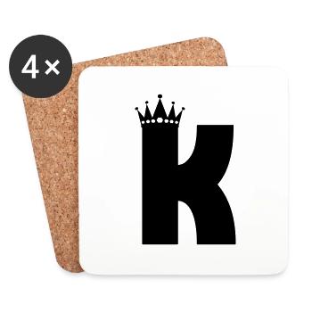 Buchstabe K Krone - Untersetzer (4er-Set) - Weiß - Vorne