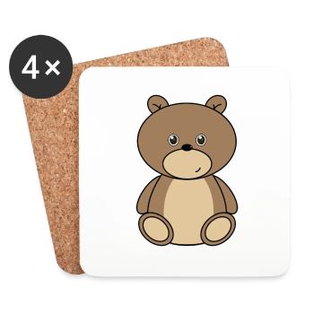 ours en peluche - Dessous de verre (lot de 4) - blanc - Devant